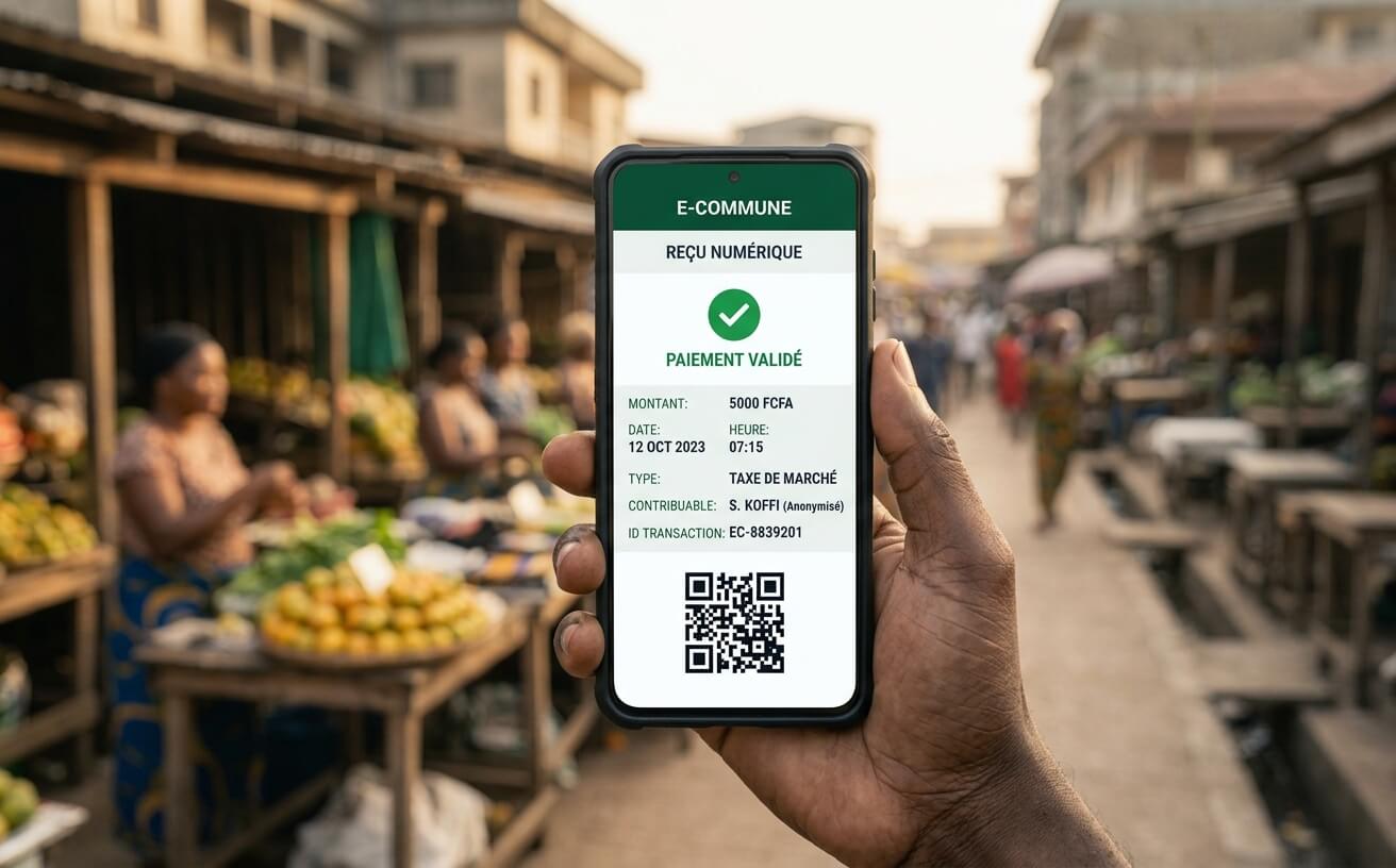 Reçu numérique E-Commune affiché sur smartphone