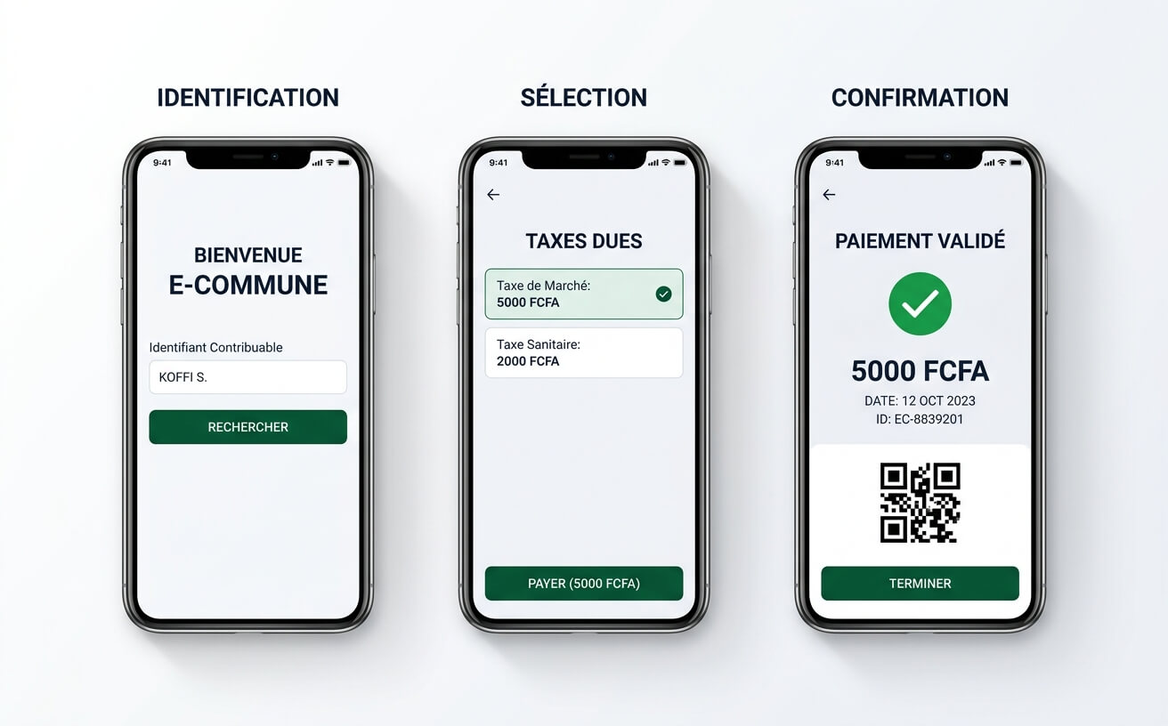 Écran mobile de paiement Mobile Money E-Commune